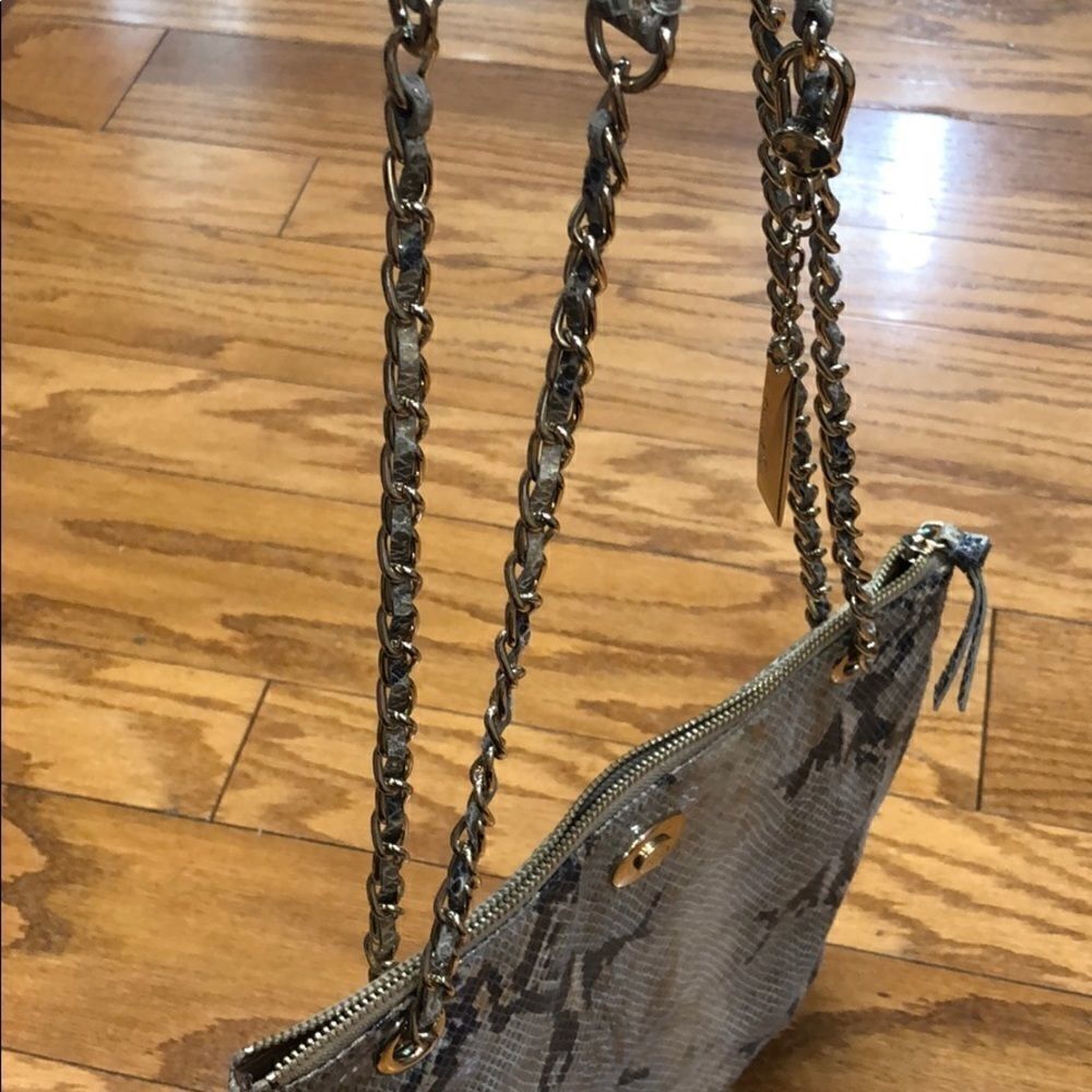 DKNY Large Python Print Leather Crossbody - Picture 7 of 14